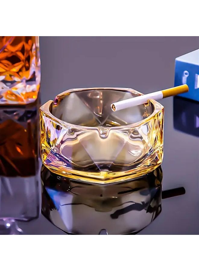 صحن رماد زجاجي هندسي باللون الرمادي الدخاني - عصري، متين، سهل التنظيف، ديكور للمنزل - Image 5